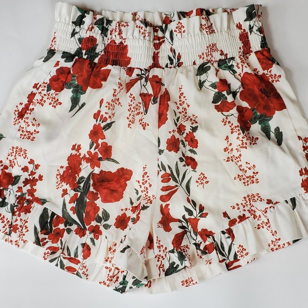 Floral Print High Waisted Shorts Large